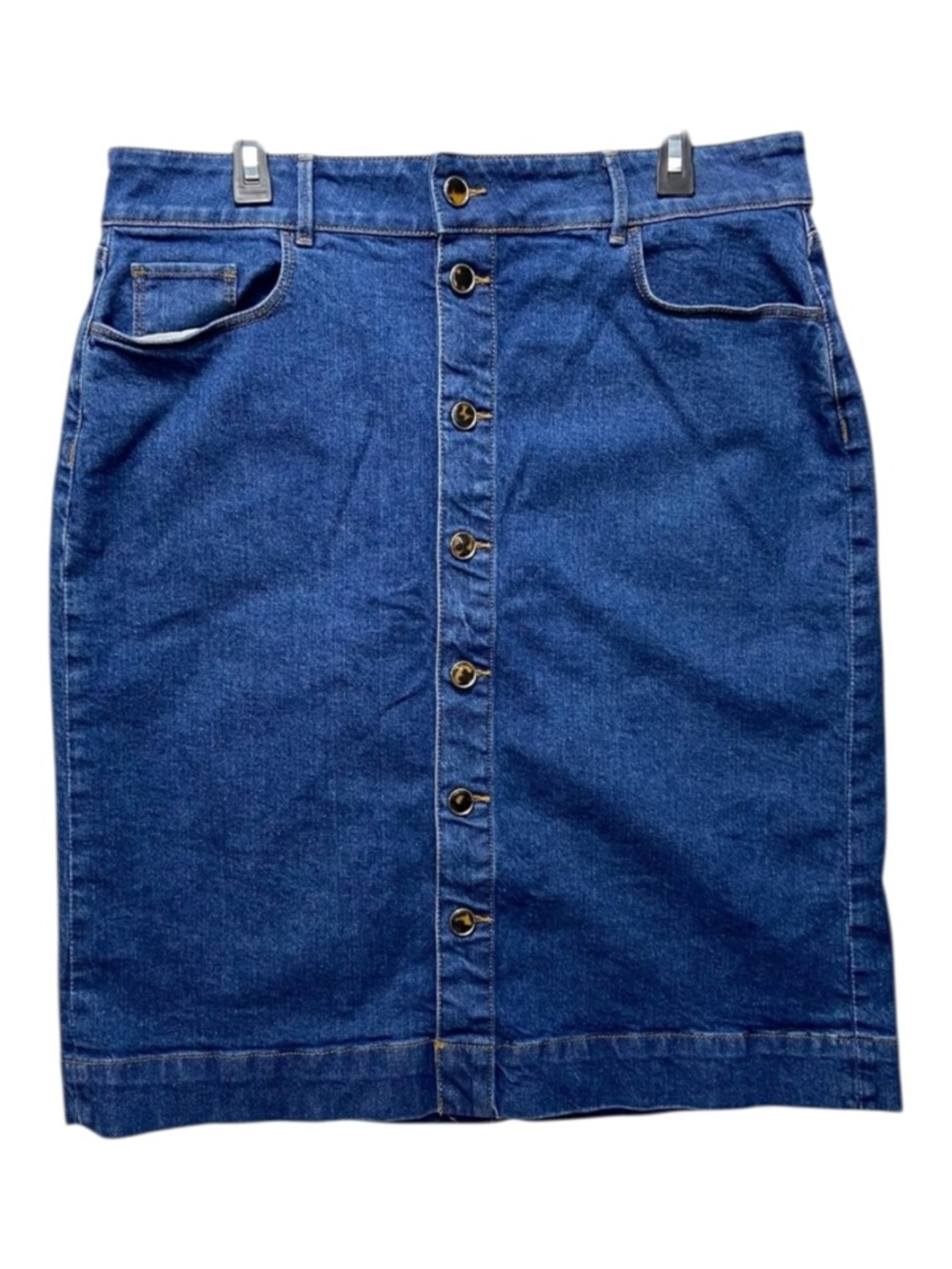 Ann Taylor Leopard Button Down Stretch Denim Jean Skirt - Women’s 14